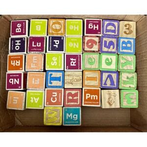 Vintage Uncle Goose Wooden Blocks Lot ABC Numbers Elemental Chemistry